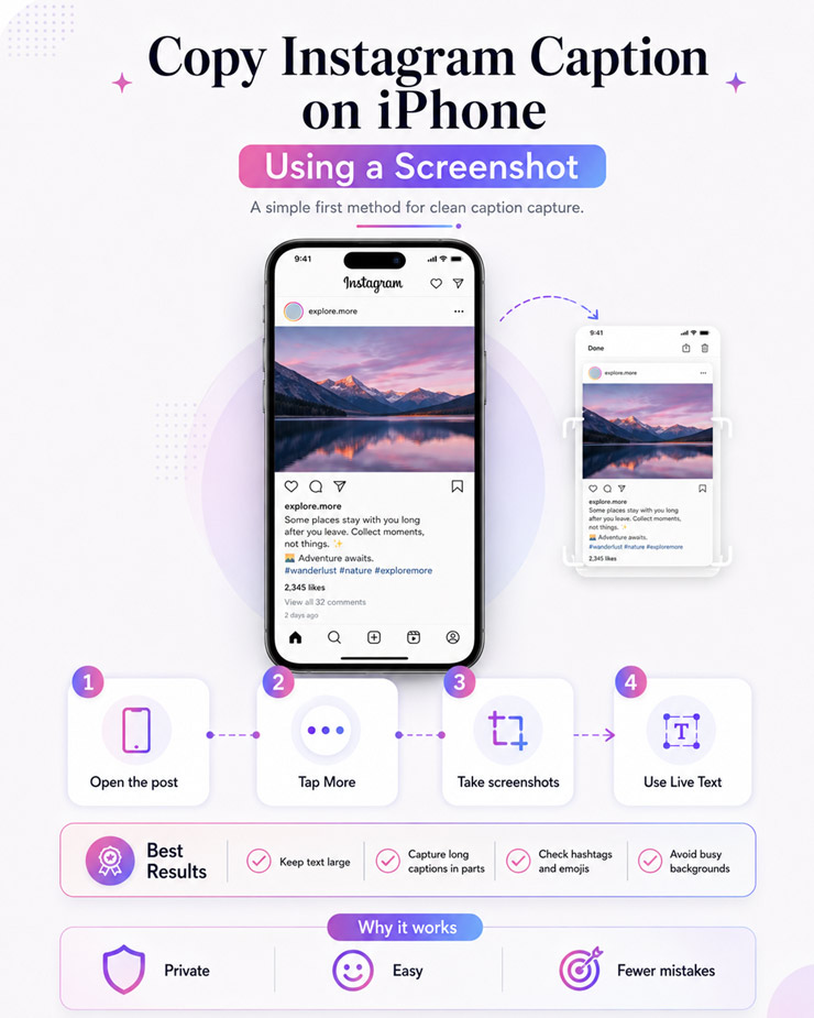 Copy Instagram Caption on iPhone Using a Screenshot