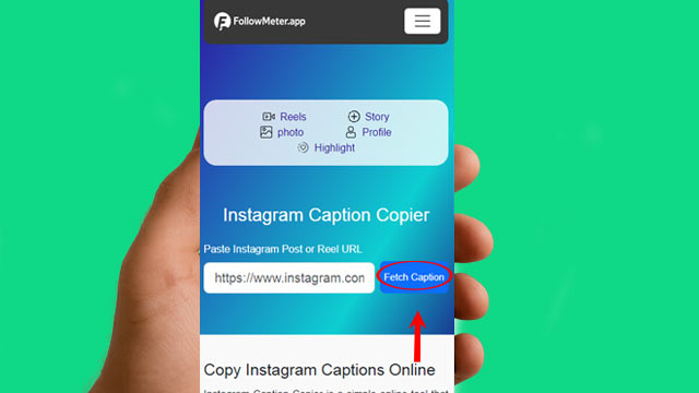 Copy and Save the Caption