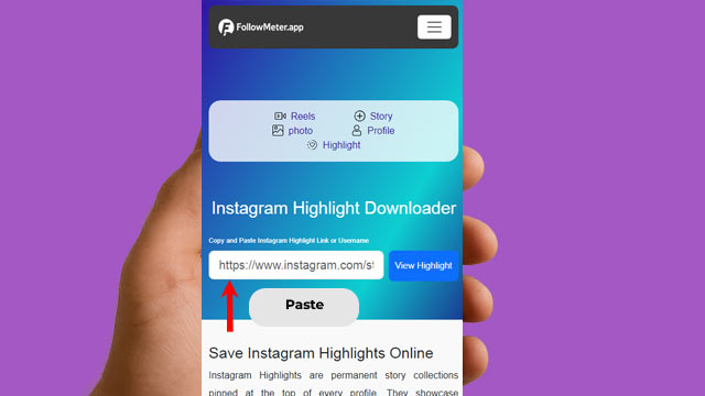 Paste the link into FollowMeter's Highlight Downloader
